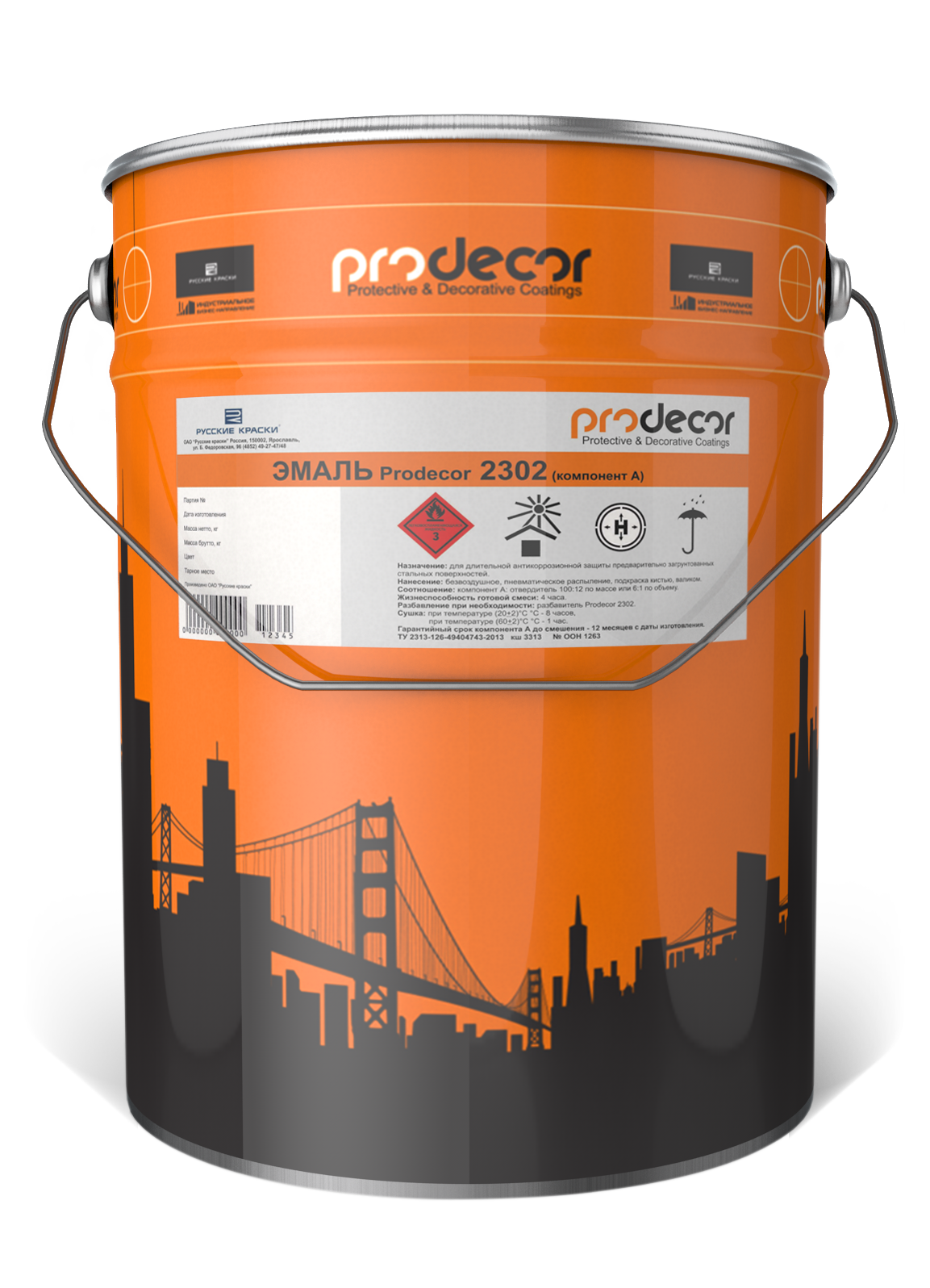 Prodecor Эмаль Prodecor 2302 полиуретановая 18 кг Основа C, для наружных работ, полиуретановая, износостойкая, защитно-декоративная, колеруемая