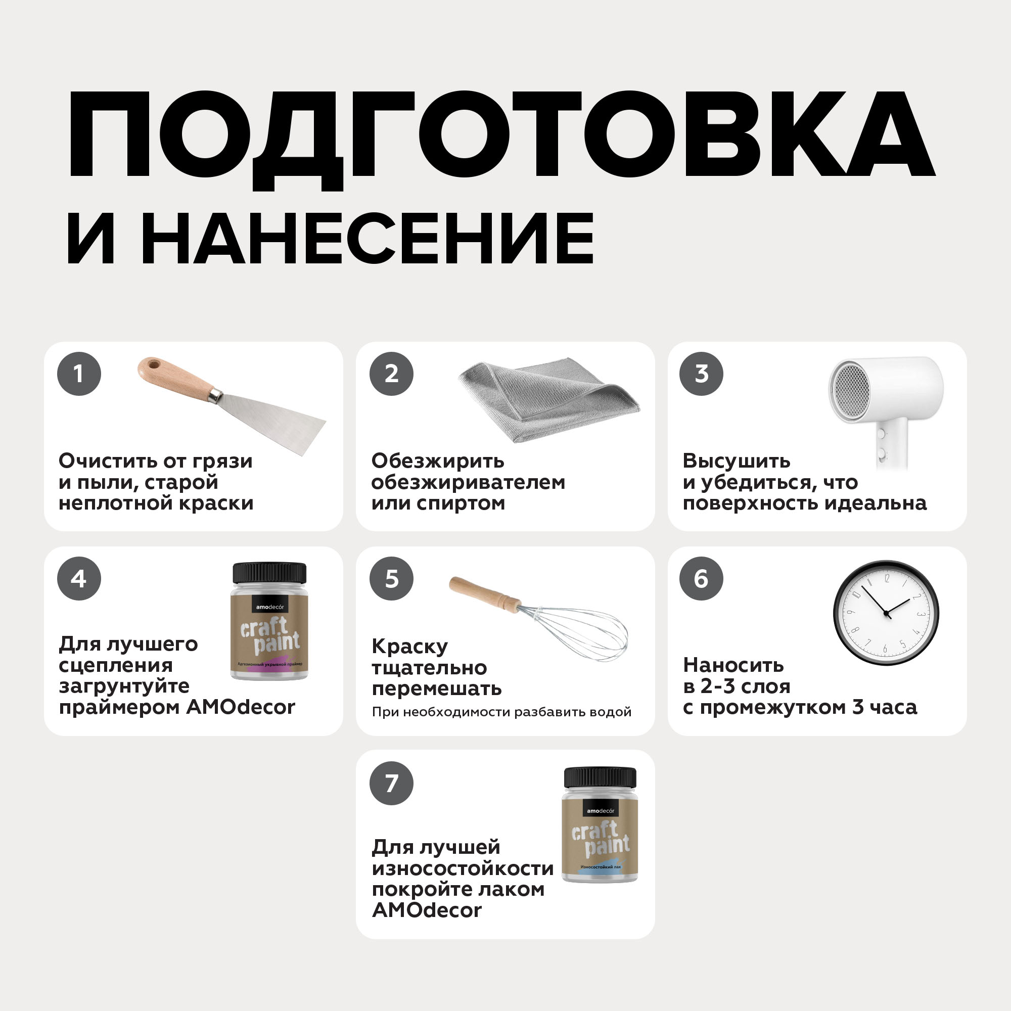 AMO Меловая краска для мебели АМОdecor, Арктика, 0,25 кг — краска защитно-декоративная, колеруемая для дерева