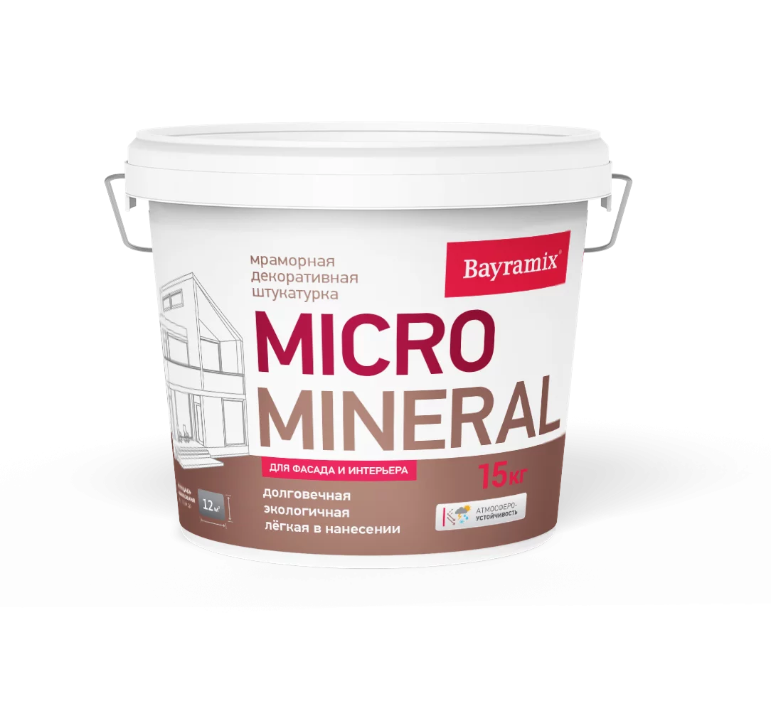 Мраморная штукатурка MICRO Mineral, 15 кг, 650 — Bayramix Байрамикс Микро Минерал для фасада, для наружных и внутренних работ