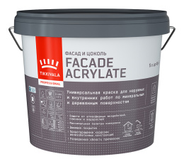 Фасадная краска Facade Acrylate (гл/мат) Белый 5 л Tikkivala: для фасада и для наружных работ