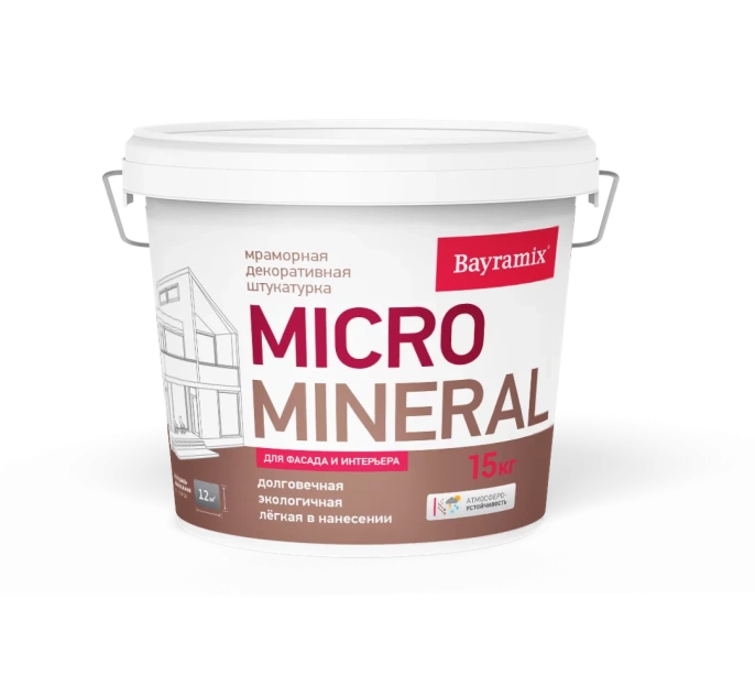 Мраморная штукатурка MICRO Mineral, 15 кг, 650 — Bayramix Байрамикс Микро Минерал для фасада, для наружных и внутренних работ